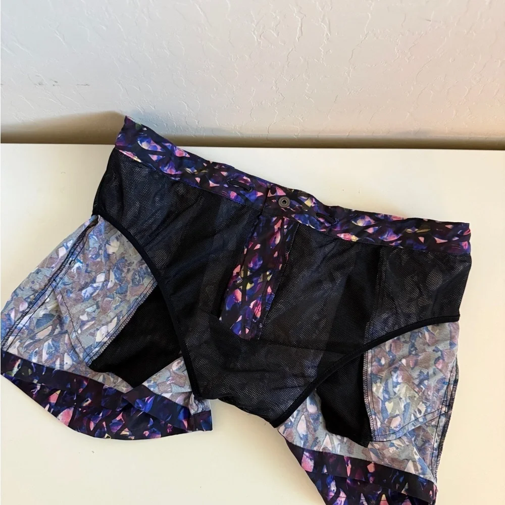 Paul Smith Men’s Swim Short Black Purple Pink Patterned Swim Trunks Short